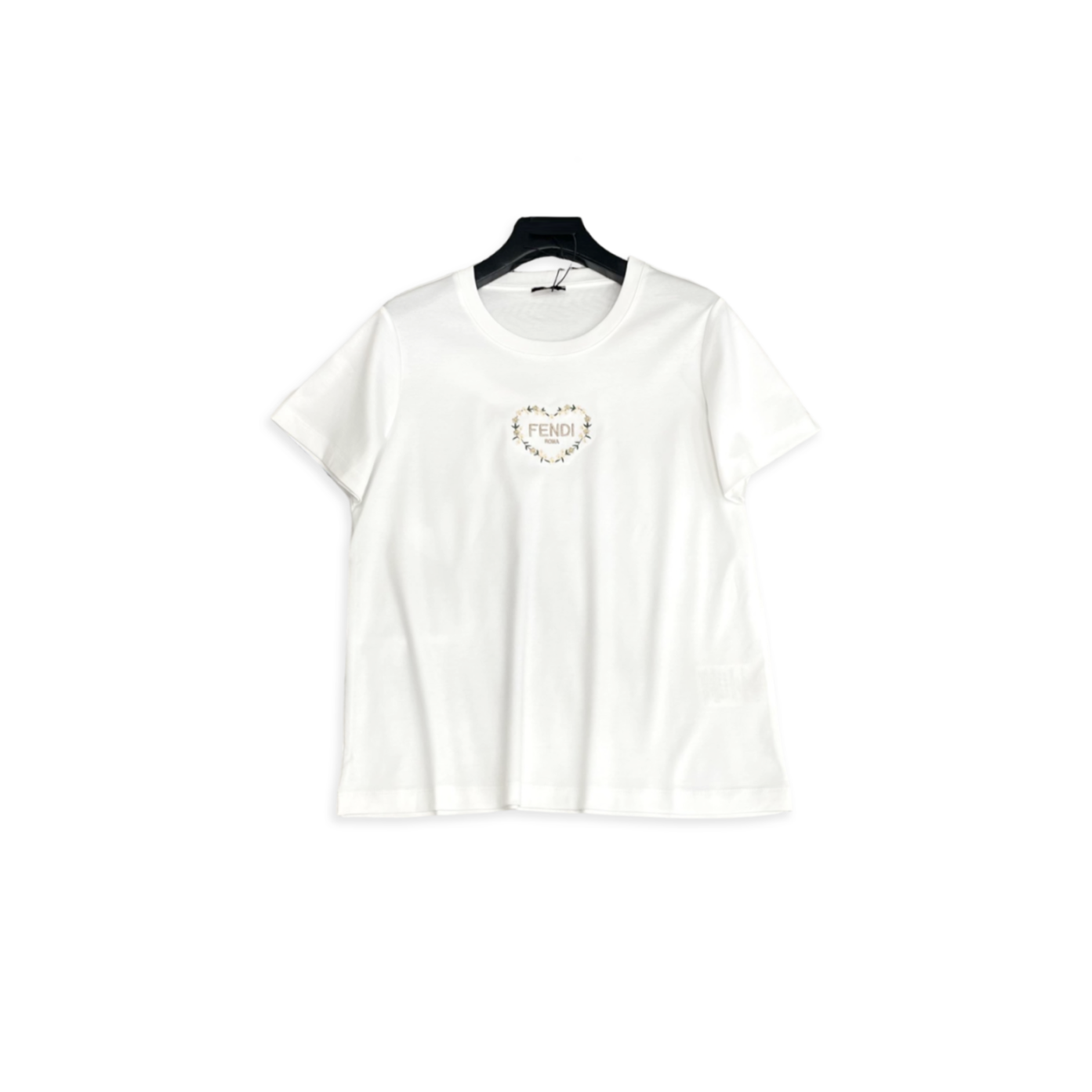 F**di peach heart floral embroidery t-shirt